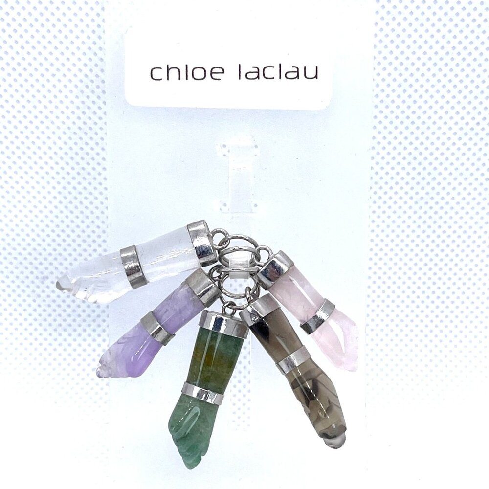 Retired Chloe Laclau Rio 5 Gemstone Figa Pendant Set 2008 Deadstock NWT Brazil - Picture 11 of 12